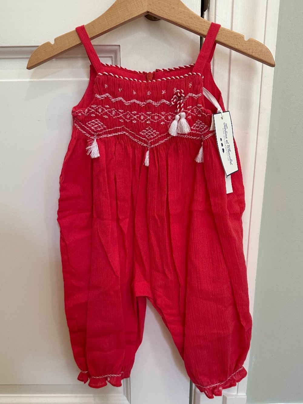 Tartine et Chocolat Red Embroidered Romper NWT 9M